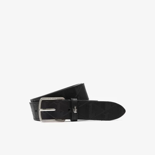 Lacoste Belts-Embossed Leather Monogram Belt