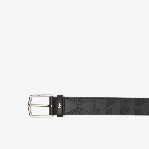 Lacoste Belts-Embossed Leather Monogram Belt