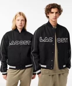 Lacoste Jackets & Coats-Embroidered Cotton Twill Teddy Jacket