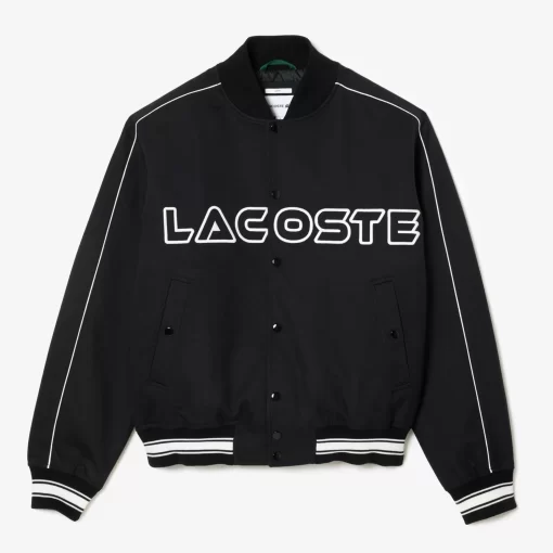 Lacoste Jackets & Coats-Embroidered Cotton Twill Teddy Jacket