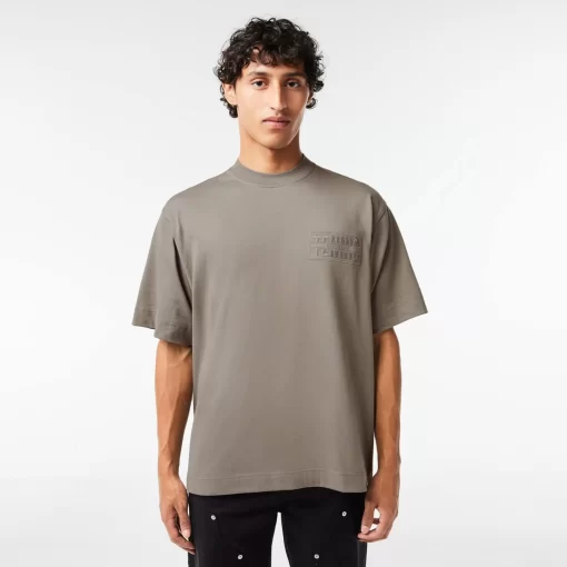 Lacoste T-Shirts-Embroidered Loose Fit Cotton T-Shirt