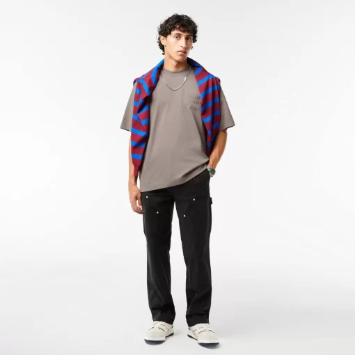 Lacoste T-Shirts-Embroidered Loose Fit Cotton T-Shirt