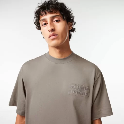 Lacoste T-Shirts-Embroidered Loose Fit Cotton T-Shirt