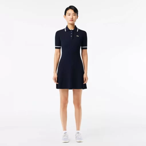 Lacoste Dresses & Skirts-Flared Seamless 3D Flat Ribbed Polo Dress