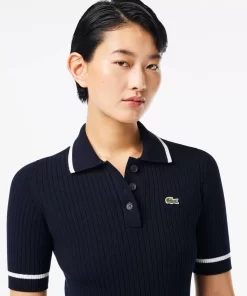 Lacoste Dresses & Skirts-Flared Seamless 3D Flat Ribbed Polo Dress