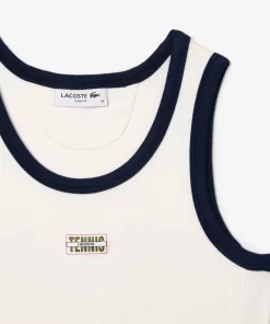 Lacoste T-Shirts-Flowing Rib Knit Tennis Badge Tank