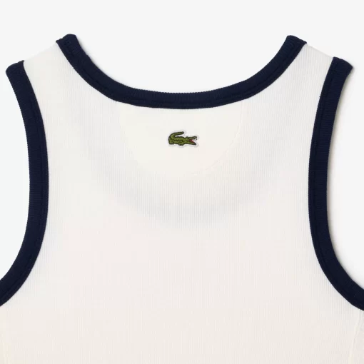 Lacoste T-Shirts-Flowing Rib Knit Tennis Badge Tank