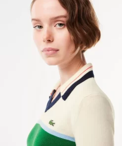 Lacoste Knitwear-French Made Contrast Polo Neck Sweater