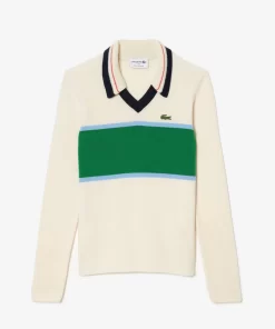 Lacoste Knitwear-French Made Contrast Polo Neck Sweater