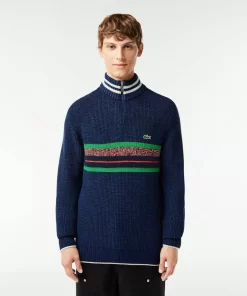 Lacoste Knitwear-French Made High Neck Wool Sweater