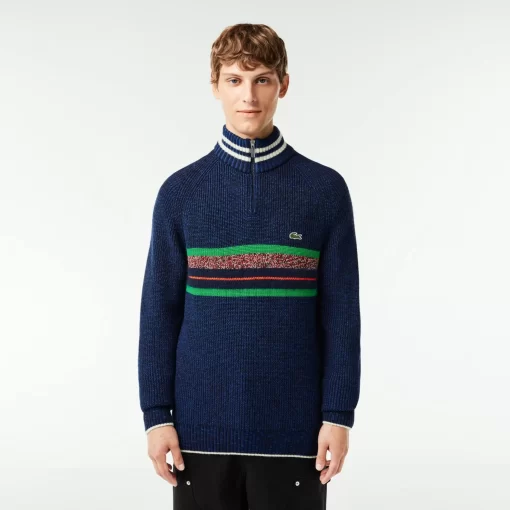 Lacoste Knitwear-French Made High Neck Wool Sweater