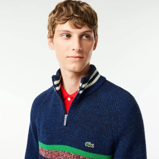 Lacoste Knitwear-French Made High Neck Wool Sweater