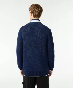 Lacoste Knitwear-French Made High Neck Wool Sweater