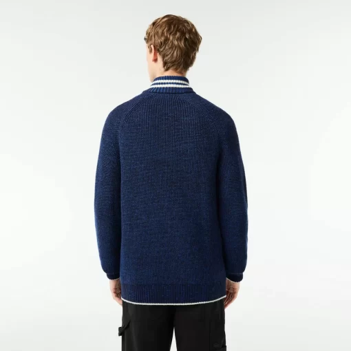 Lacoste Knitwear-French Made High Neck Wool Sweater