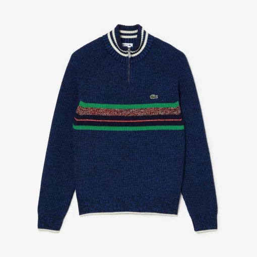 Lacoste Knitwear-French Made High Neck Wool Sweater