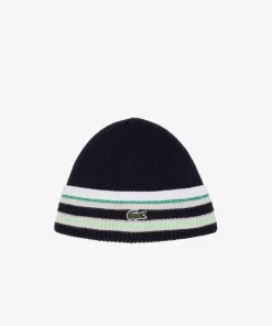 Lacoste Caps & Hats-French Made Striped Wool Beanie