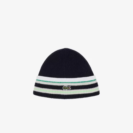 Lacoste Caps & Hats-French Made Striped Wool Beanie