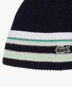 Lacoste Caps & Hats-French Made Striped Wool Beanie