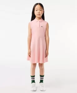 Lacoste Girl Clothing-Girls' Fit And Flare Stretch Pique Polo Dress