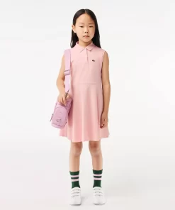 Lacoste Girl Clothing-Girls' Fit And Flare Stretch Pique Polo Dress