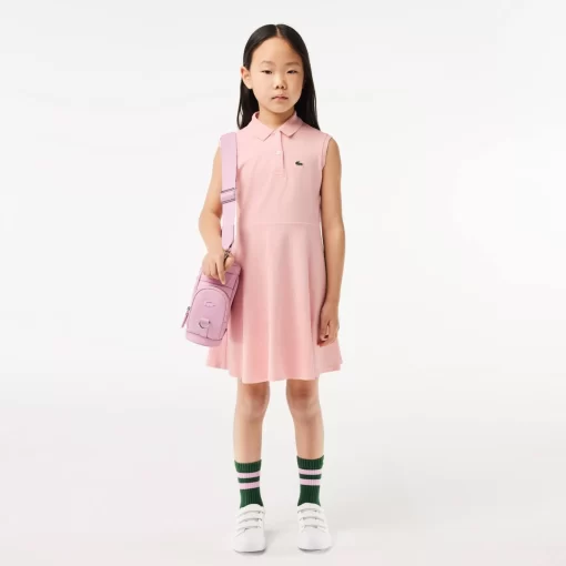 Lacoste Girl Clothing-Girls' Fit And Flare Stretch Pique Polo Dress