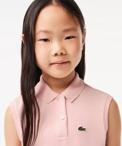 Lacoste Girl Clothing-Girls' Fit And Flare Stretch Pique Polo Dress