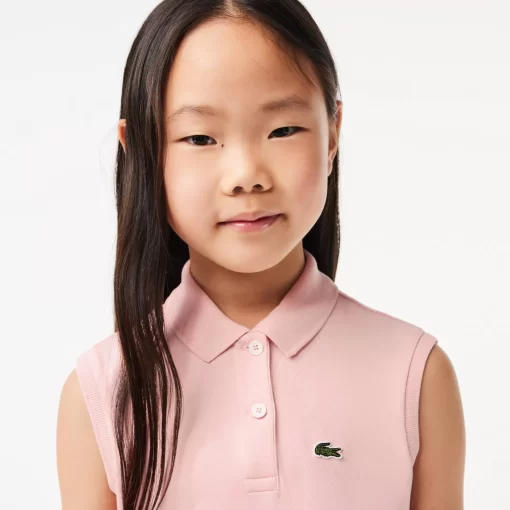 Lacoste Girl Clothing-Girls' Fit And Flare Stretch Pique Polo Dress