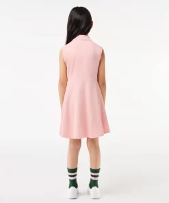 Lacoste Girl Clothing-Girls' Fit And Flare Stretch Pique Polo Dress