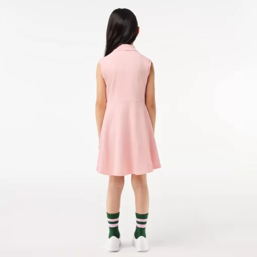 Lacoste Girl Clothing-Girls' Fit And Flare Stretch Pique Polo Dress