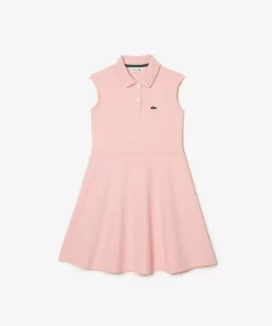 Lacoste Girl Clothing-Girls' Fit And Flare Stretch Pique Polo Dress