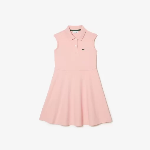 Lacoste Girl Clothing-Girls' Fit And Flare Stretch Pique Polo Dress