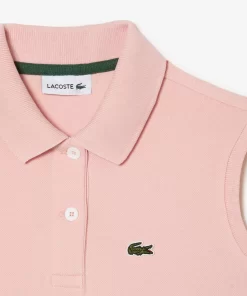 Lacoste Girl Clothing-Girls' Fit And Flare Stretch Pique Polo Dress