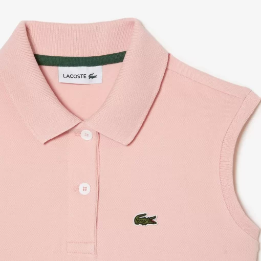 Lacoste Girl Clothing-Girls' Fit And Flare Stretch Pique Polo Dress