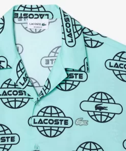 Lacoste Shirts-Globe Print Cotton Twill Shirt