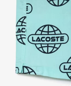 Lacoste Shirts-Globe Print Cotton Twill Shirt