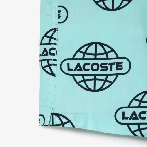 Lacoste Shirts-Globe Print Cotton Twill Shirt