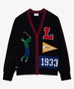 Lacoste Knitwear-Golfer Motif Cardigan