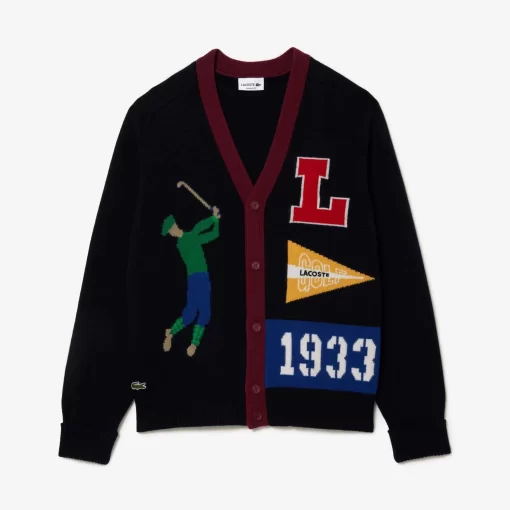 Lacoste Knitwear-Golfer Motif Cardigan