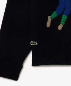 Lacoste Knitwear-Golfer Motif Cardigan