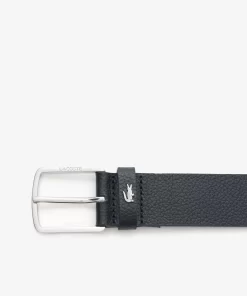 Lacoste Belts-Grained Leather Croc Accent Belt