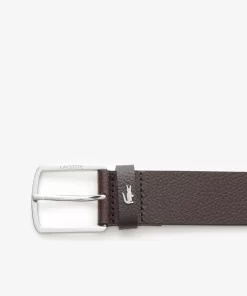 Lacoste Belts-Grained Leather Croc Accent Belt