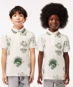 Lacoste Girl Clothing-Graphic Print Cotton Polo Shirt