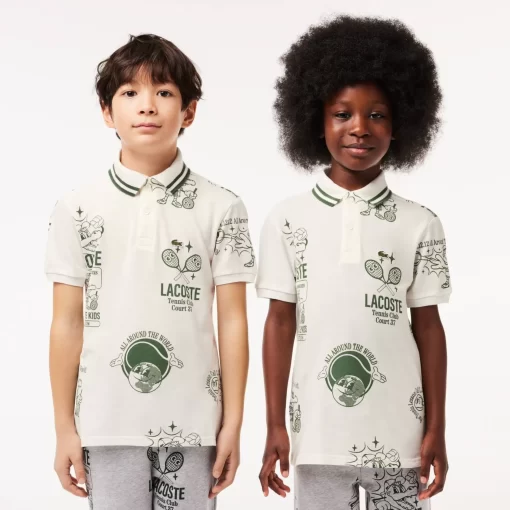 Lacoste Girl Clothing-Graphic Print Cotton Polo Shirt