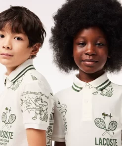 Lacoste Girl Clothing-Graphic Print Cotton Polo Shirt