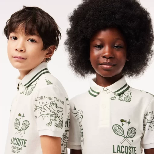 Lacoste Girl Clothing-Graphic Print Cotton Polo Shirt