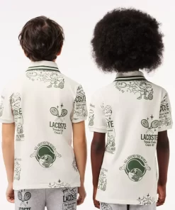 Lacoste Girl Clothing-Graphic Print Cotton Polo Shirt