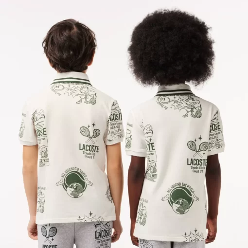 Lacoste Girl Clothing-Graphic Print Cotton Polo Shirt