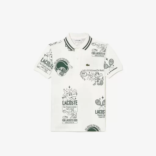 Lacoste Girl Clothing-Graphic Print Cotton Polo Shirt