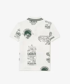 Lacoste Girl Clothing-Graphic Print Cotton Polo Shirt