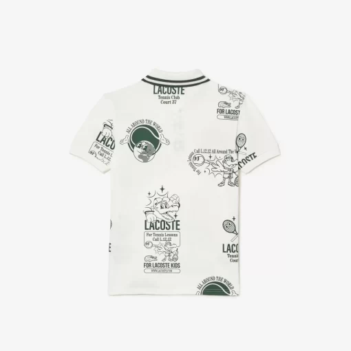 Lacoste Girl Clothing-Graphic Print Cotton Polo Shirt